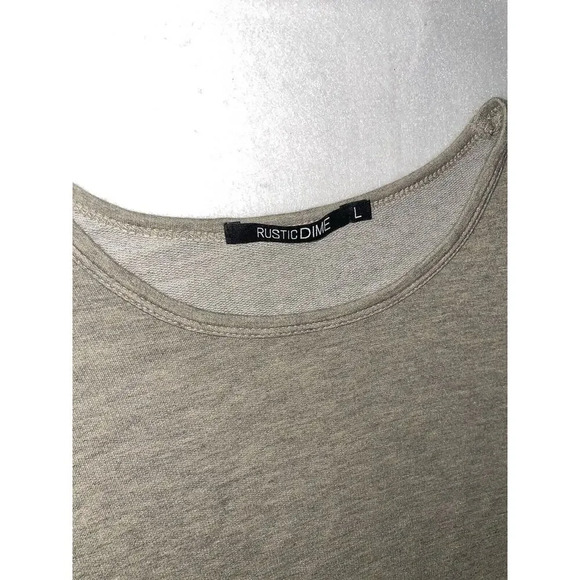 Rustic Dime Green Gray Curved Hem Short Sleeve Shirt Layer Long Tail Mens Size L - Picture 2 of 3